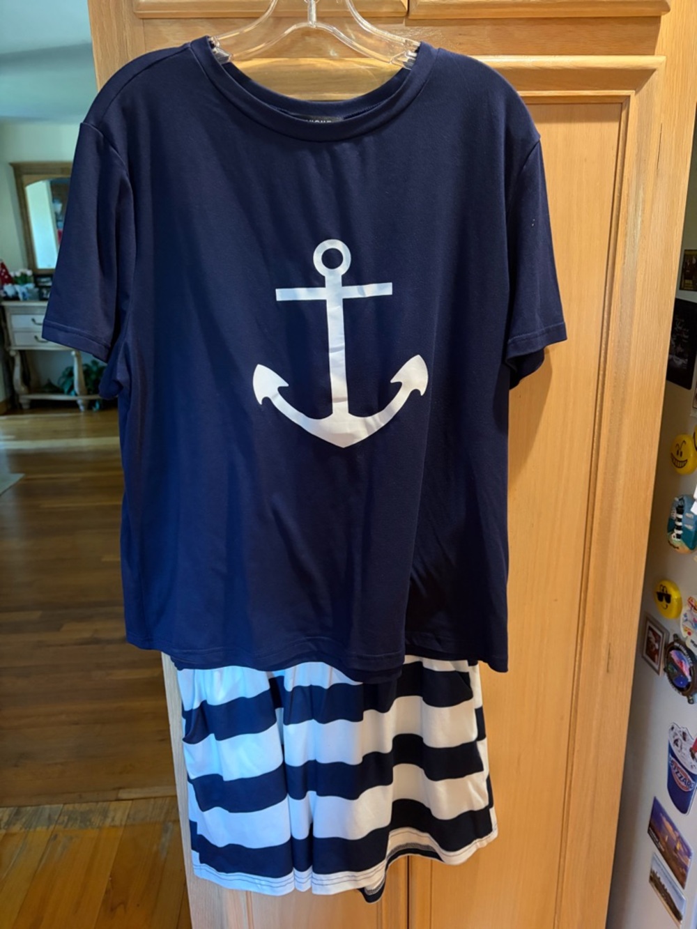 Women’s Navy Anchor Pajama Set - Navy/White